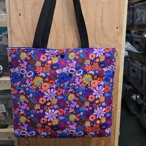 Crafty & Posh Handmade Blue Floral Print Quilted Everyday Shoulder Tote Bag